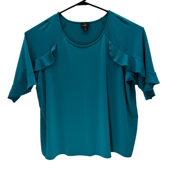 Worthington Polyester Spandex Turquoise Short Sleeve Pull-On Shirt Women 2X - Picture 1 of 7